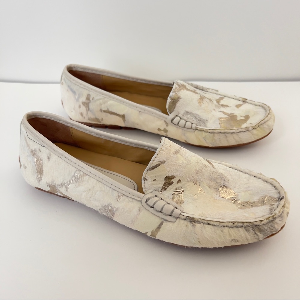 Vaneli Albion Calf Hair Cream Brown Driving Loafers Women’s Size 6